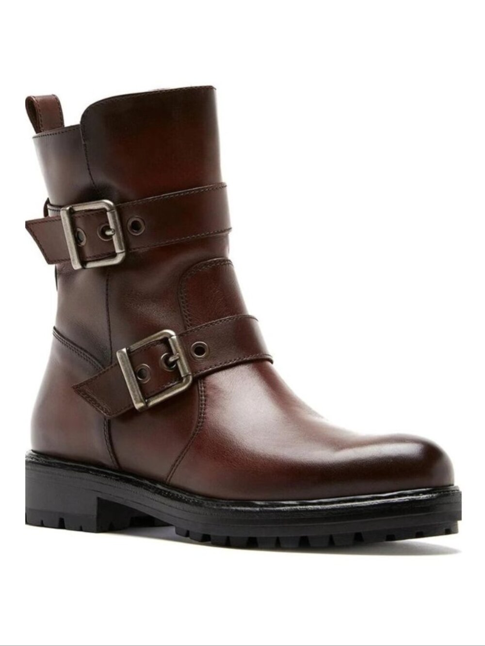 La CANADIENNE Wise Combat Boots Size 8.5 Brown Leather Waterproof Buckle NEW